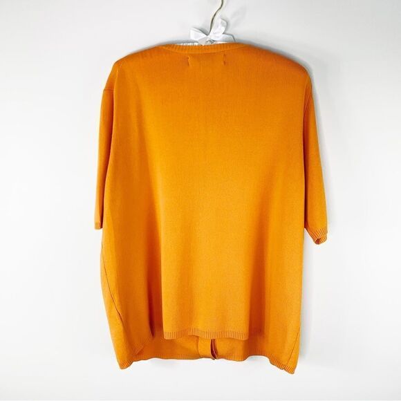 Josephine Chaus Orange Jeweled Short Sleeve Sweater 1X - Picture 2 of 11